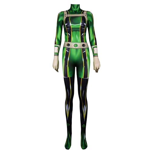 VUEHVO Uraraka Ochako/Asui Tsuyu Cosplay-Kostüm My Hero Academia Bodysuit Kampfuniform für Halloween-Party, Kinder und Erwachsene (Asui Tsuyu, L) von VUEHVO