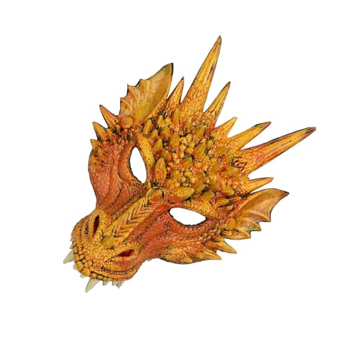 VUIUYOIES Schicke Tier Cosplay Maske für Halloween Kostümpartys, PU Maske, Cosplay Drachenmaske, Tiermaske, Party Maske, Masken für Ostern, Gelb von VUIUYOIES