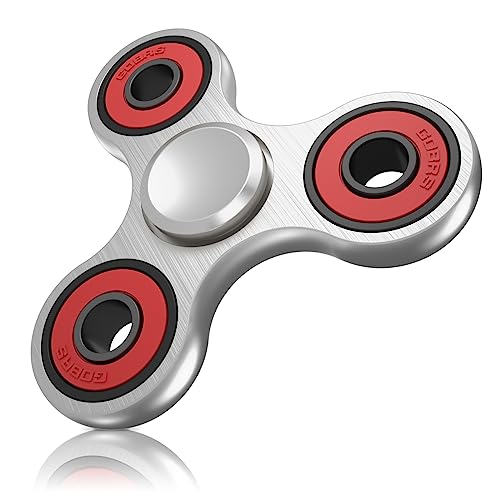 Vunake Fidget Spinner Metall Fidget Toys Hand Spinner Edelstahl Lager 2-5 Min Hochgeschwindigkeit Finger Spinner ADHD Anti Stress Angst Spielzeug Tri-Spinner Fidget Toy für Erwachsene Kinder-Silbrig von Vunake