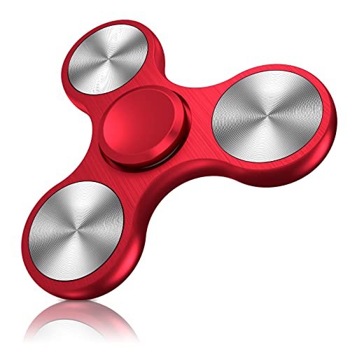 Vunake Fidget Spinner EDC Special Hochleistungs Hand Spinner Fidget Toys Metall Edelstahl Lager 2-5 Min Anti Stress Relief Finger Spinner Spielzeug ADHD Tri-Spinner für Erwachsene und Kinder Rot von Vunake