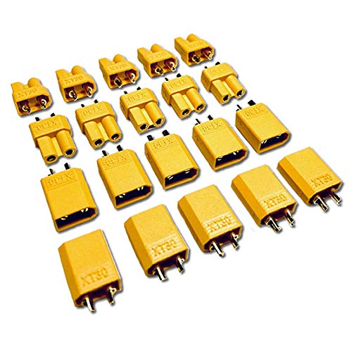 VUNIVERSUM 10 Paar (20 Stück) Premium Original XT30 Goldstecker Steckverbinder Stecker Buchse Male Female 2Pin Verpolsicher für Lipo Akku RC 30A Gelb XT 30 von Mr. Stecker Modellbau® von VUNIVERSUM