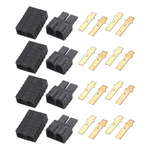 4X Paar (8 Stück) Traxxas TRX Kompatibel Goldstecker Stecker Buchse Male Female 2Pin Verpolsicher Hochstromstecker für Lipo Akku RC 60A von Mr. Stecker Modellbau® von VUNIVERSUM