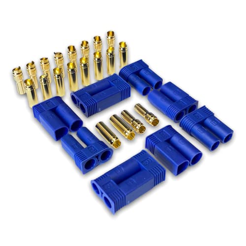 VUNIVERSUM 5 Paar 10 Stück Premium EC5 5.0mm Goldkontakt Stecker Male + Buchse Female Hochstrom Verpolsicher Rundstecker für Lipo Akku RC bis 90A Modellbau von VUNIVERSUM