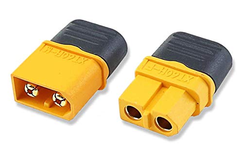 1 Paar (2 Stück) Original Amass Premium XT60H XT60 Goldstecker Stecker Buchse Male Female inkl. Schutzkappen 2Pin Verpolsicher Hochstromstecker für Lipo Akku RC 60A Gelb von Mr. Stecker Modellbau® von VUNIVERSUM