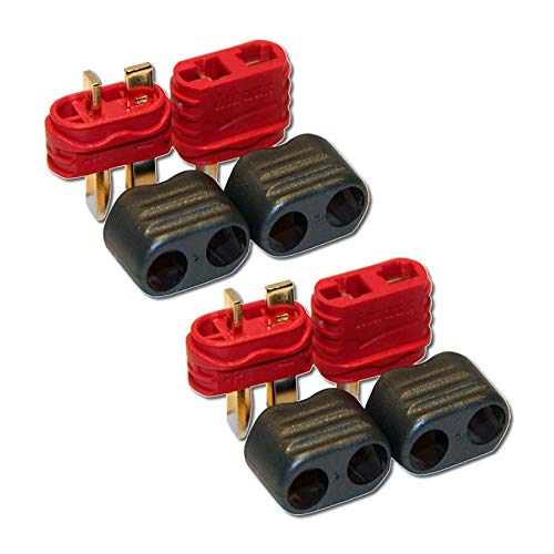 2 Paar (4 Stück) Original Amass Premium T-Dean T-Stecker Dean Goldstecker Stecker Buchse Male Female mit Kabel Schutzkappen Verpolsicher Hochstromstecker für Lipo Akku Mr.Stecker Modellbau® von VUNIVERSUM