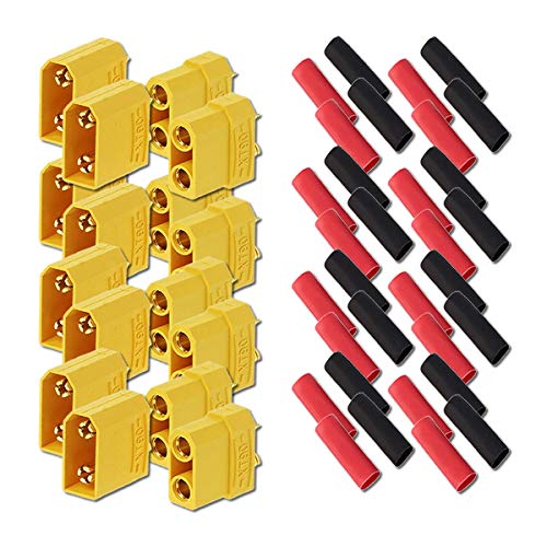 8 Paar 16 Stück Premium XT90 Goldstecker Stecker Buchse Männlich Weiblich Rundstecker Male Female 2Pin 90A Verpolsicher Steckverbinder Netzstecker mit Schrumpfschlauch für Lipo Akku Modellbau von VUNIVERSUM