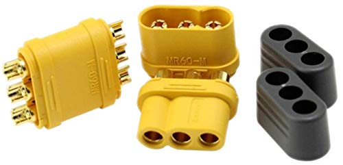 VUNIVERSUM 1 Paar Premium MR60 3Pin Goldstecker Stecker Buchse für Multirotor Copter Brushless Motor auf Regler ESC Verpolungsicher Male Female Steckverbindung 60A Modellbau von VUNIVERSUM