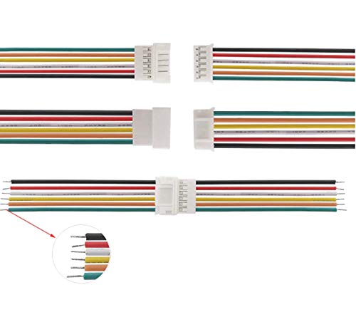 VUNIVERSUM 10 Paare 20 Stück Micro JST PH 2.0 6Pin Rastermaß 2mm Steckverbinder Stecker Male Buchse Female mit je 10cm Kabel Verlängerung Lipo Akku Komputer Elektronik PC DIY Modellbau von VUNIVERSUM