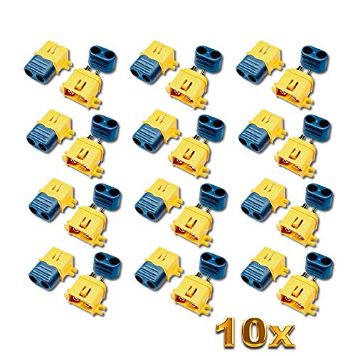 VUNIVERSUM 10x Stück Amass Premium Stecker Anschlüsse XT60 XT60L-M XT60L Male Goldstecker Goldkontaktstecker Einbaustecker Lipo Akku Copter 60A von Mr.Stecker Modellbau® von VUNIVERSUM