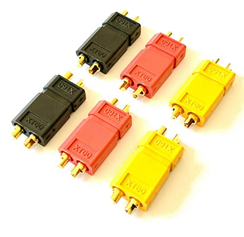 VUNIVERSUM 12 Stück (6 Paar) Hochstrom Original XT60 Stecker Buchse Nylon Goldstecker 60A für ESC Lipo Akku Schwarz Rot Gelb von Mr.Stecker Modellbau® von VUNIVERSUM