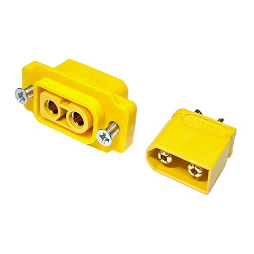 VUNIVERSUM 1x Paar Original XT60E-F Einbaustecker Female Buchse Goldstecker mit Schrauben und XT60 Male Stecker Montage Copter Drohne Lipo Akku Anschluss RC Modellbau (1x Paar) von VUNIVERSUM