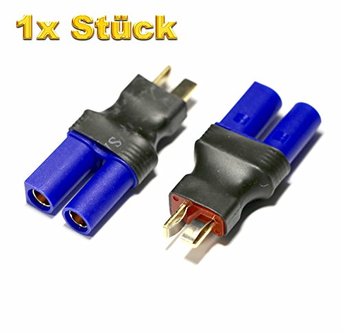 VUNIVERSUM 1x Stück Premium Adapter EC5 Female Buchse auf T-Dean Male Stecker Hochstromstecker 5mm Goldstecker Adapterkabel für Lipo Akku Batterie von Mr.Stecker Modellbau® von VUNIVERSUM