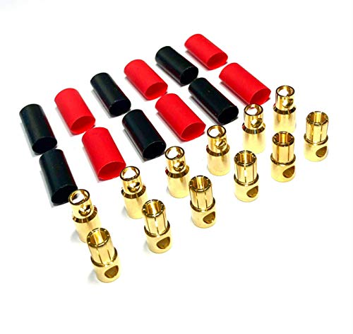 VUNIVERSUM 20 Paar (40 Stück) 6,0mm 6.0mm 6mm Goldkontaktstecker Goldstecker Stecker Buchse Male Female Hochstrom inkl. Schrumpfschlauch für Lipo Akku ESC bis 120A von Mr.Stecker Modellbau® von VUNIVERSUM