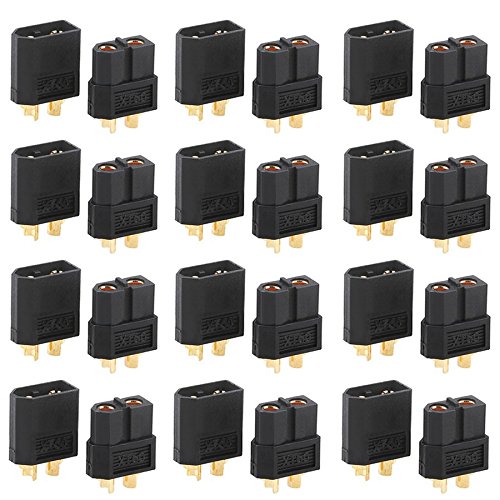 VUNIVERSUM 20 Paar 40 Stück Original Premium XT60 Black Schwarz Goldstecker Stecker Buchse Male Female Verpolsicher Hochstromstecker vergoldet für Lipo Akku von Mr. Stecker Modellbau® von VUNIVERSUM