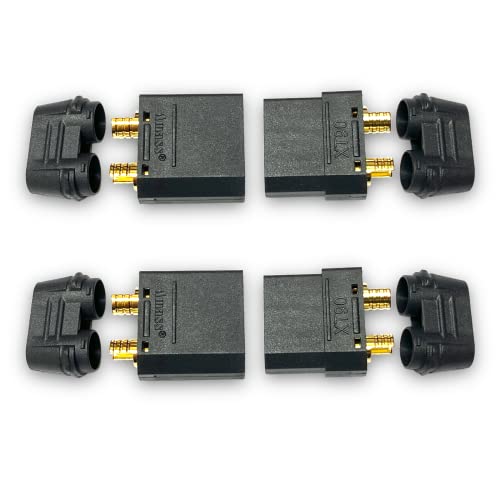 VUNIVERSUM 2X Paar Original Amass XT90H Hochstrom Goldstecker Schwarz Verpolungsicher Stecker Buchse mit Schutzkappen Male Female 90A RC Modellbau XT90 von VUNIVERSUM