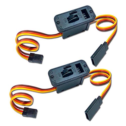 VUNIVERSUM 2X Premium EIN/Aus On/Off Servo Empfänger Schalter Schalterkabel JR LED Graupner mit Ladebuchse 22AWG Kabel Switch Modellbau von VUNIVERSUM