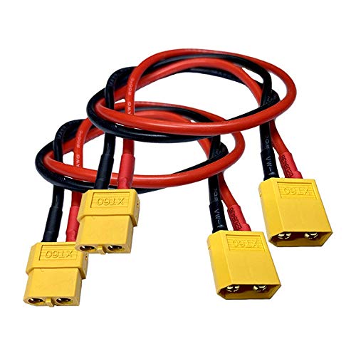 VUNIVERSUM 2X Stück 40cm Premium Verlängerung XT60 Stecker Male auf Buchse Female Hochstromstecker Goldstecker Adapterkabel 14AWG Silikonkabel für Lipo Akku Batterie Copter von VUNIVERSUM