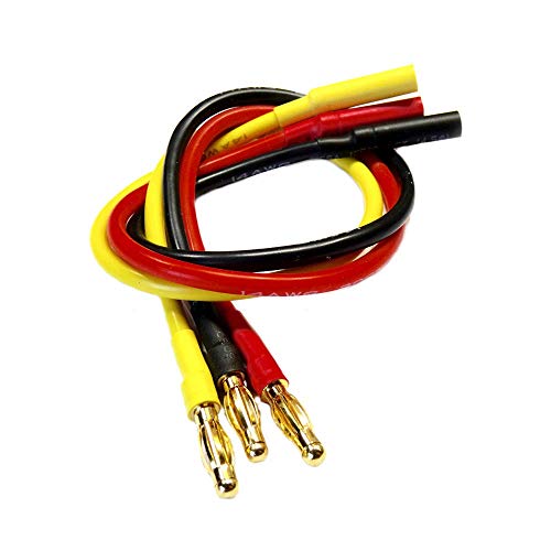 VUNIVERSUM 3X Set = 9 Stück Premium 20cm Verlängerung Kabel für Brushless Motor Regler ESC mit 4mm Goldstecker Male auf Female 14AWG Hochstrom Kabel Rot Gelb Schwarz von VUNIVERSUM