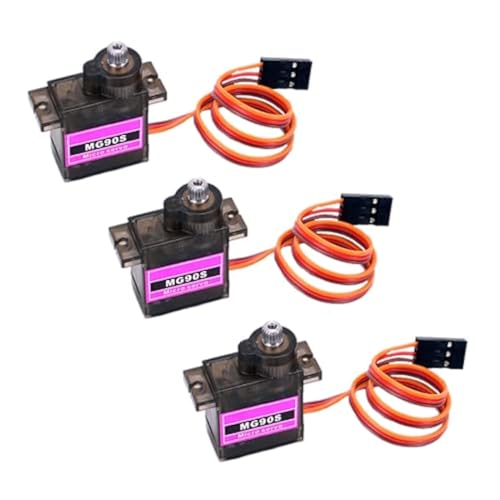 VUNIVERSUM 3X Stück Premium Mini Servo MG90S 100% Metallgetriebe mit JR Stecker 25cm 22AWG Kabel für RC Copter Drohne DIY Hubschrauber von VUNIVERSUM