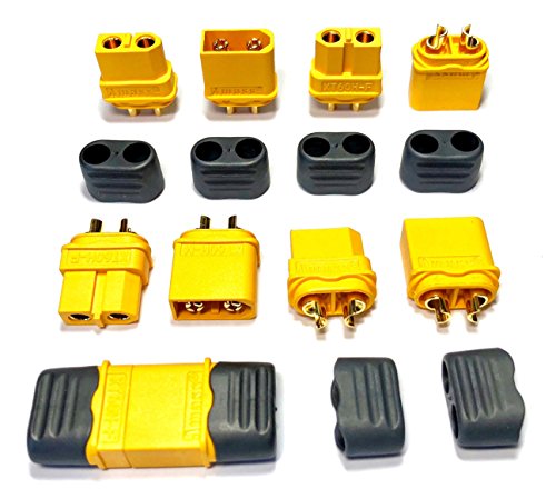 VUNIVERSUM 4 Paar (8 Stück) Original Premium XT60H XT60 Goldstecker Stecker Buchse Male Female inkl. Schutzkappen 2Pin Verpolsicher Hochstromstecker für Lipo Akku RC 60A Modellbau von VUNIVERSUM