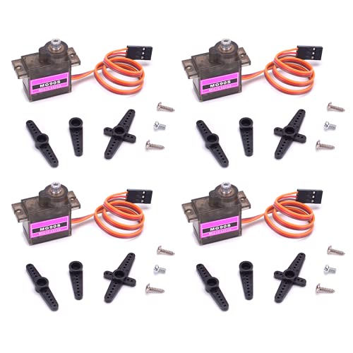 VUNIVERSUM 4X Stück Premium Mini Servo MG90S 100% Metallgetriebe mit JR Stecker 25cm 22AWG Kabel für RC Copter Drohne DIY Hubschrauber von VUNIVERSUM