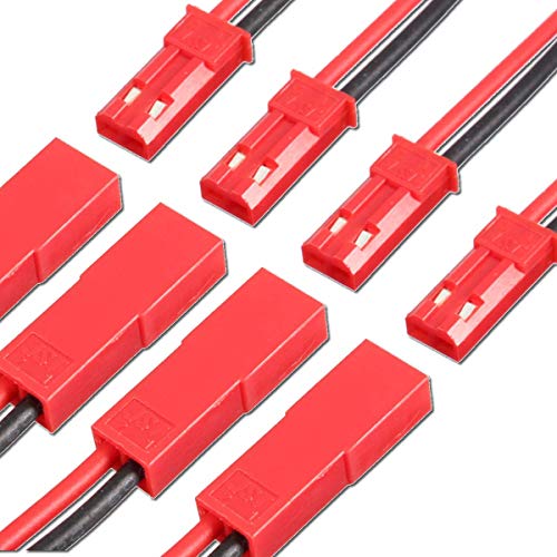 VUNIVERSUM 5X Paar Premium JST BEC LED 2Pin Adapterkabel Stecker Buchse Male und Female inkl. 30cm Hochstrom 22AWG Kabel Enden verzinnt RC Lipo Akku Modellbau von VUNIVERSUM