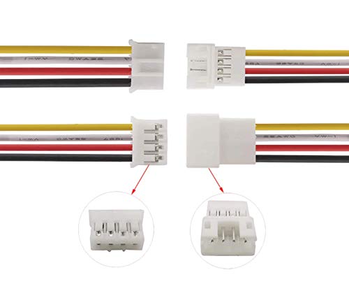 VUNIVERSUM 5X Paare 10 Stück Micro JST PH 2.0 4PIN Rastermaß 2mm Steckverbinder Stecker Male Buchse Female mit je 10cm Kabel Verlängerung Lipo Akku Komputer Elektronik PC DIY Modellbau von VUNIVERSUM