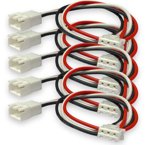 VUNIVERSUM 5X Stück JST-XH Premium 2S 3Pin Balancerkabel je 30cm Kabel Verlängerung Ladekabel XH Stecker auf Buchse 24AWG Adapterkabel für Lipo Akku von Mr.Stecker Modellbau® von VUNIVERSUM