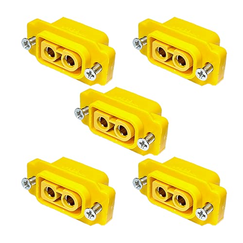 VUNIVERSUM 5X Stück Original XT60E XT60E-F Einbaustecker Female Buchse Goldstecker mit Schrauben Montage Copter Drohne Lipo Akku Anschluss RC Modellbau von VUNIVERSUM