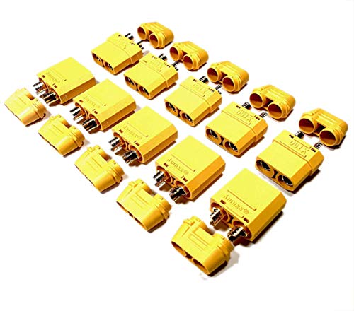 VUNIVERSUM 6 Paar (12 Stück) Original XT90H XT90 Hochstrom Premium Goldstecker Verpolungsicher Stecker Buchse mit Schutzkappen Male Female 90A von Mr. Stecker Modellbau® von VUNIVERSUM