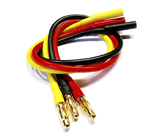 VUNIVERSUM 6 Stück (2 Set) Premium Kabel für Brushless Motor ESC Verlängerung mit 4mm 4,0mm Goldstecker Male auf Female 14AWG 200°C Kabel 250mm 25cm Rot Gelb Schwarz Mr.Stecker Modellbau® von VUNIVERSUM