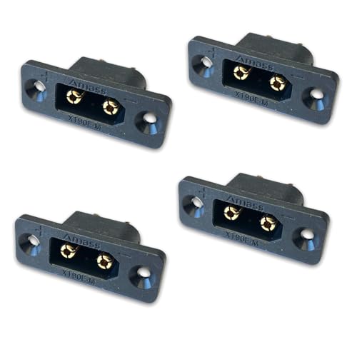 VUNIVERSUM 4X Stück XT90E-M Hochstrom Einbaustecker für Lipo Akku kompatibel zu XT90 XT90H XT90S Stecker 2Pin Verpolsicher 90A von VUNIVERSUM