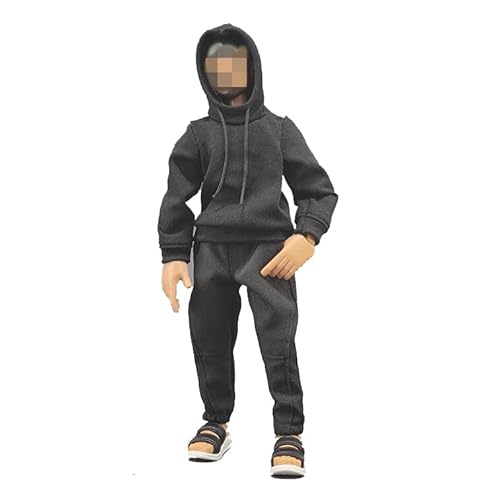 VUSLB 1/10 Scale Male Clothes,Men's Hoodie Sportswear Costume Outfit Top Clothes for 7inch Male Action Figure Body (Black, 1/10 Scale) von VUSLB