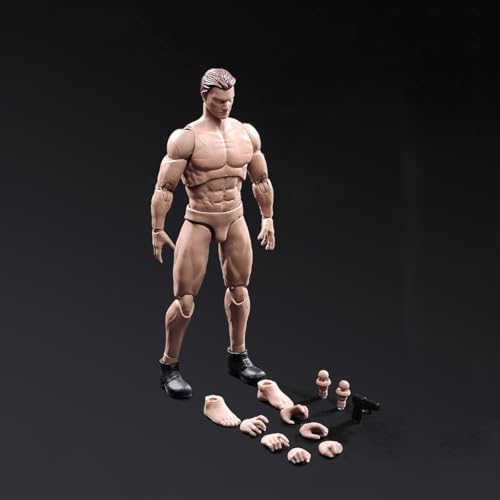 VUSLB 1/12 Scale Mann ActionFigurn Body AM116 Miniature Figur Collectible with Kopf 6inch Europe Skin Men's Flexible militär Muscle Durable Body with Replace Hands Feet Joint von VUSLB