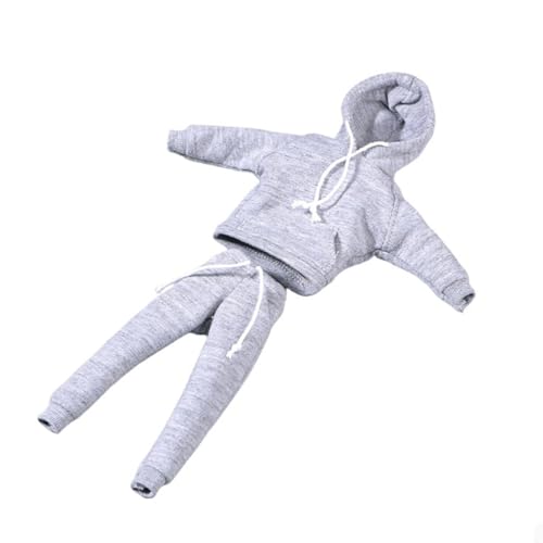 VUSLB 1/12 Scale Mann militär Kleidung Model Miniature Figur Collectible Athletic Wear Kleidung Set Men's Hoodie Pants Outfit Trousers fit for 6inch Mann ActionFigurn Body Doll Accessory(Grey) von VUSLB