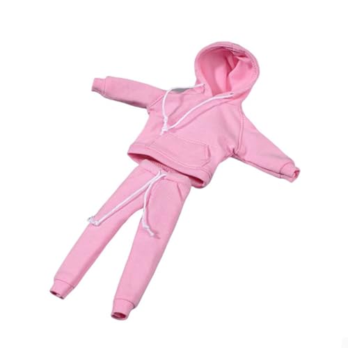 VUSLB 1/12 Scale Mann militär Kleidung Model Miniature Figur Collectible Athletic Wear Kleidung Set Men's Hoodie Pants Outfit Trousers fit for 6inch Mann ActionFigurn Body Doll Accessory(Pink) von VUSLB