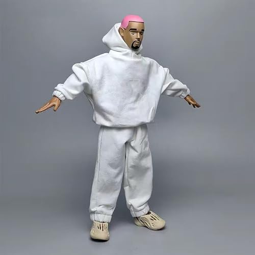 VUSLB 1/6 Custom Scale Mann Figur Doll Kleidung,Sweatshirt+Pant Outfit for 12" Mann ActionFigurn Doll Kleidung-White von VUSLB