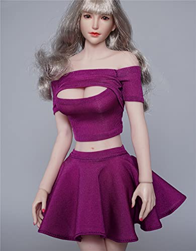 VUSLB 1/6 Scale 12 Inches weiblich Figure Doll, Handmade Dress Costume, Outfit for , JIAOU Action Figure CM116(Purple) von VUSLB