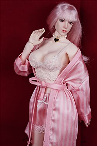 VUSLB 1/6 Scale 12 Inches weiblich Figure Doll, Handmade Night Robe Costume, Outfit Set for , JIAOU Action Figure CM120(Pink) von VUSLB