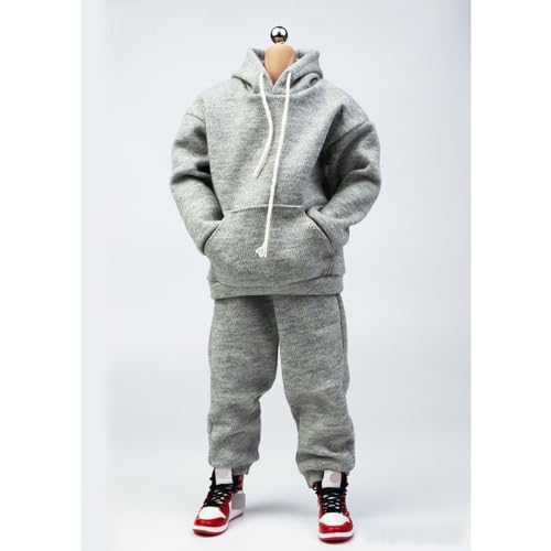 VUSLB 1/6 Scale Figur Doll Kleidung,Body Hoodie+Pants Costume for 12 inch Mann ActionFigurn -Grey von VUSLB