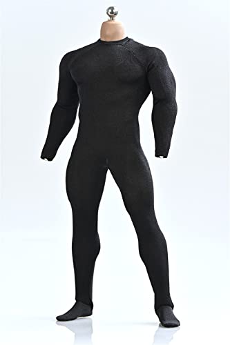 VUSLB 1/6 Scale Male Clothes,Men's Elastic Zipper Bodysuit Jumpsuit Clothing for 12inch Male PH TBL JO Muscular Action Figure (Black) von VUSLB