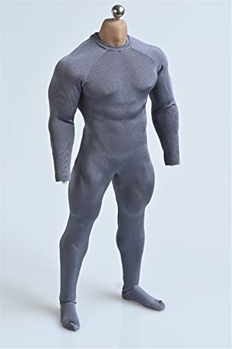 VUSLB 1/6 Scale Male Clothes,Men's Elastic Zipper Bodysuit Jumpsuit Clothing for 12inch Male PH TBL JO Muscular Action Figure (Gray) von VUSLB