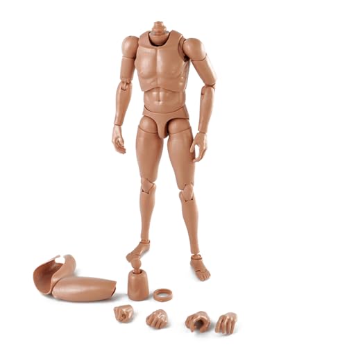 VUSLB 1/6 Scale Mann ActionFigurn Body MX02 Miniature Figur Collectible Without Kopf 12inch militär Doll Body with Thigh Thickening Device & Replacement Hands Accessories(Brown A) von VUSLB