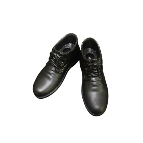 VUSLB 1/6 Scale Mann ActionFigurn Schuhe Model Men's Plastic Direct Insertion Solid Schuhe Leather Schuhe Accessory for 12inch Mann militär ActionFigurn Body (Black) von VUSLB