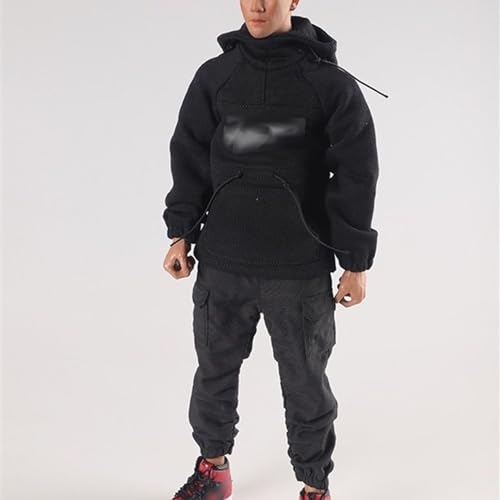 VUSLB 1/6 Scale Mann Figur Doll Kleidung,Body Hoodie Costume for 12 inch Mann ActionFigurn -Black von VUSLB