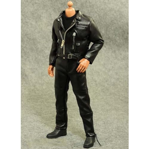 VUSLB 1/6 Scale Mann Figur Doll Kleidung Leather Jacket,Handmade Imitation Leather Biker Costume,Combat Style Outfit for 12 inch ActionFigurnDC050 von VUSLB