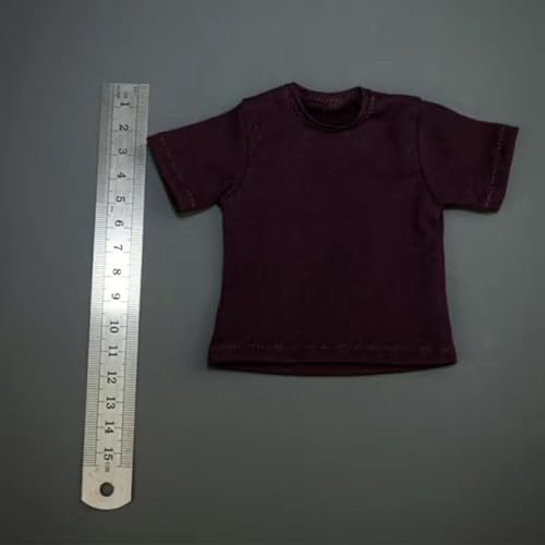 VUSLB 1/6 Scale Mann Figur Doll Kleidung T-Shirt,Body Short Sleeves Costume for 12 inch Mann ActionFigurn -Burgundy von VUSLB