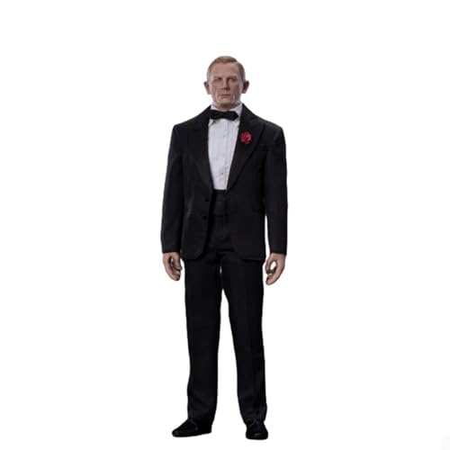 VUSLB 1/6 Scale Mann militär Suit Set 12inch Figur Model Daniel Craig ActionFigurn with Body,Kopf Full Set Collection Fit NOVO STUDlO Toys (Black) von VUSLB