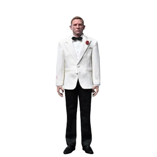 VUSLB 1/6 Scale Mann militär Suit Set 12inch Figur Model Daniel Craig ActionFigurn with Body,Kopf Full Set Collection Fit NOVO STUDlO Toys (White) von VUSLB