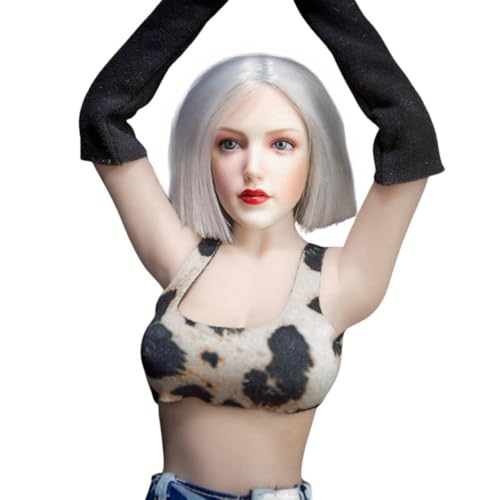 VUSLB 1/6 Scale T-Shirt Sleeveless Vest Kleidung for 12" weiblich ActionFigurn Body Doll Kleidung(Black-White) von VUSLB